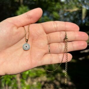 18K Gold Plated Stainless Steel Diamond Evil Eye Necklace